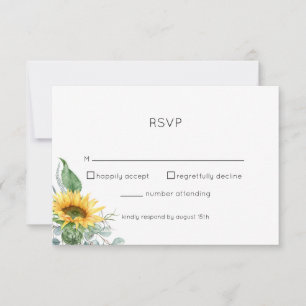 Watercolor Floral Sunflower RSVP Card