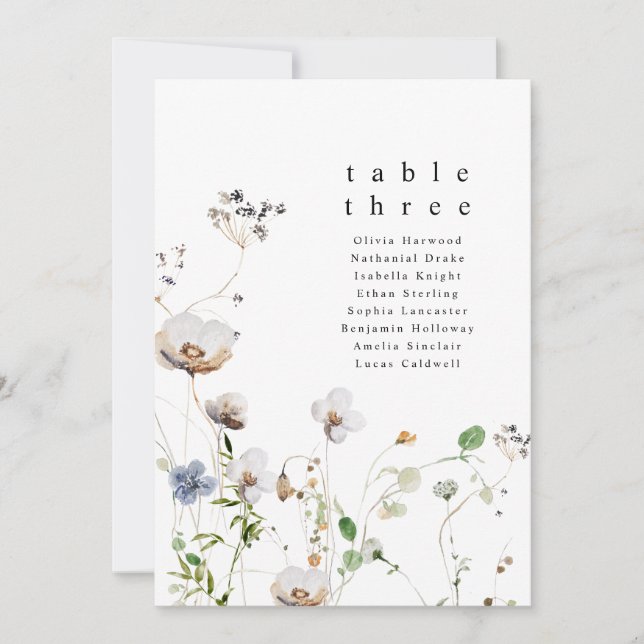 Watercolor Floral Table Cards (Front)