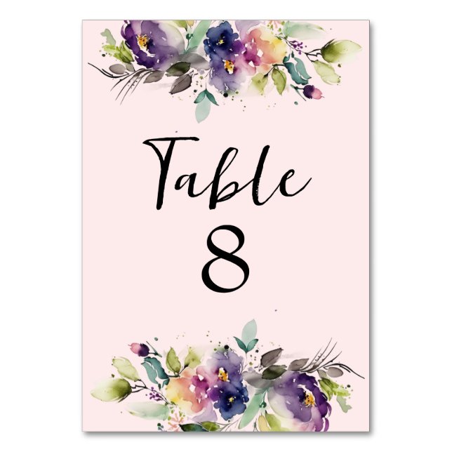 Watercolor Floral Table Number (Front)