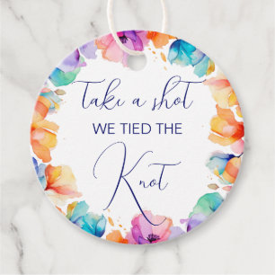 Watercolor Floral Take a shot we tied the knot Favour Tags