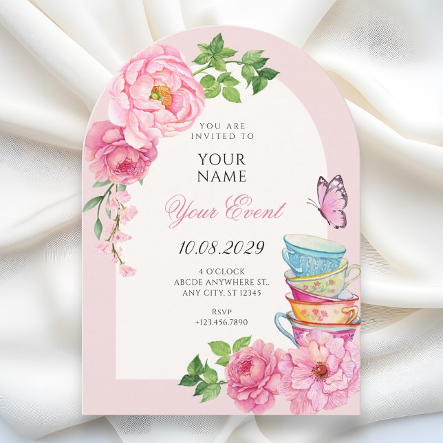 Watercolor floral tea cup  invitation (Creator Uploaded)