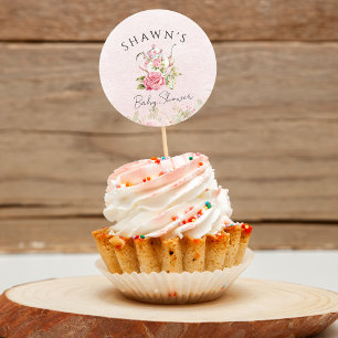 Watercolor Floral Tea Party Baby Shower Classic Round Sticker