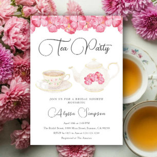 Watercolor Floral Tea Party Bridal Shower Invitation