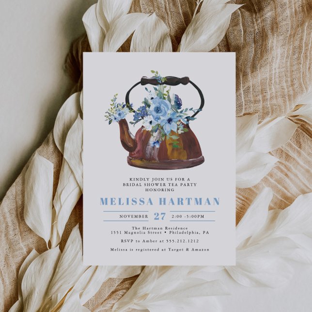 Watercolor Floral Tea Party Bridal Shower Invitation (Creator Uploaded)