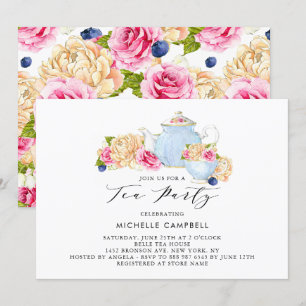 Watercolor Floral Tea Party Invitation