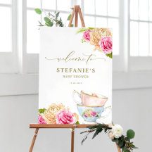 Watercolor Floral Teacups Botanical Baby Shower