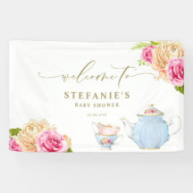 Watercolor Floral Teapot and Teacups Baby Shower
