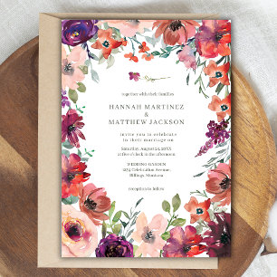 Watercolor Floral Terracotta Boho Wedding Invitation