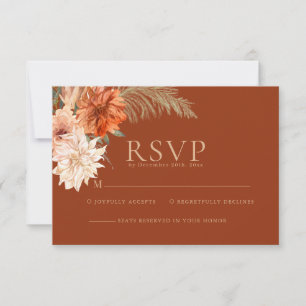 Watercolor floral terracotta rustic fall Wedding RSVP Card