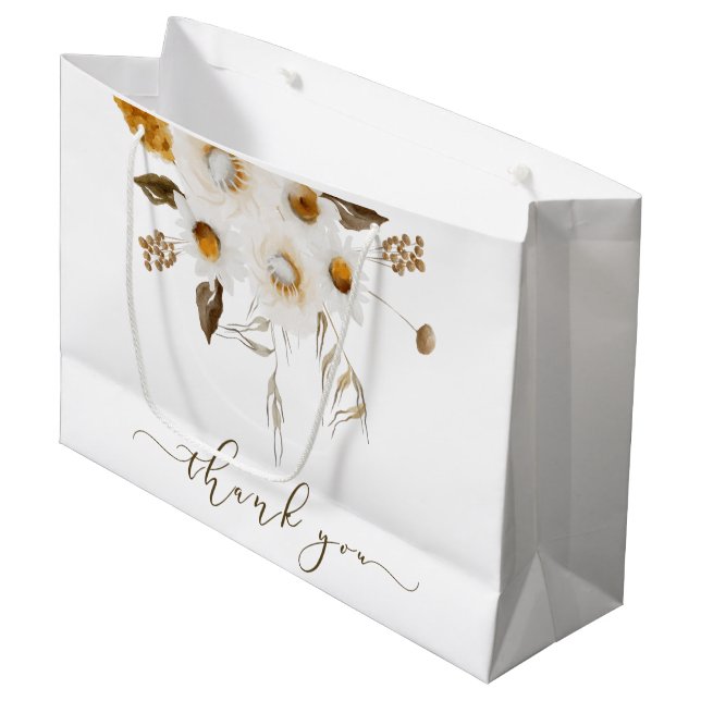 Watercolor Floral Thank You Bag (Front Angled)