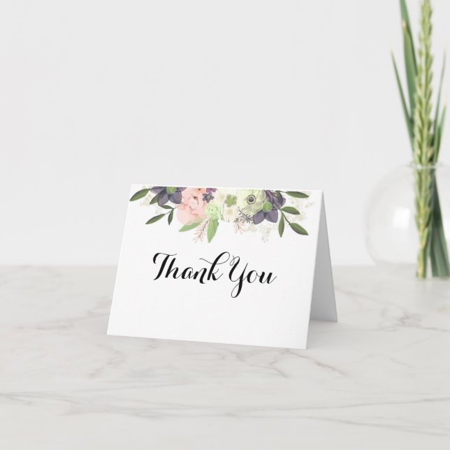 Watercolor Floral Thank You Card (Front)