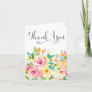 Watercolor Floral Thank You Greeting Card