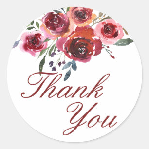 Watercolor Floral Thank you Stickers