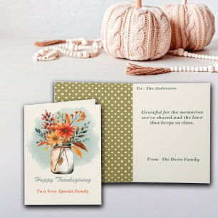 Watercolor Floral Thanksgiving Teacher Greeting Card
