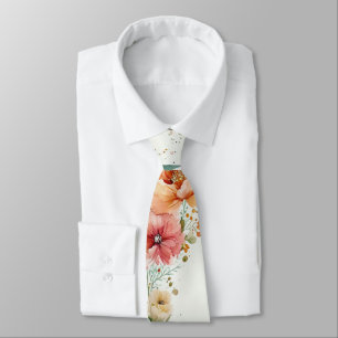 Watercolor floral Tie