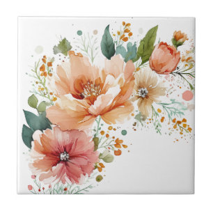 Watercolor Floral Tile