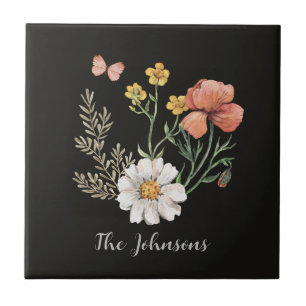 Watercolor Floral Tile