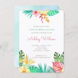 Watercolor Floral Tropical Bridal Shower Invite