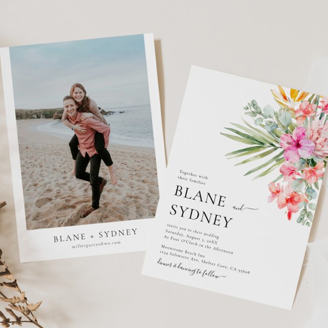 Watercolor Floral Tropical Wedding Invitation (Creator Uploaded)