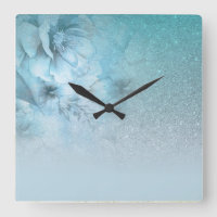 *~* Watercolor Floral Turquoise Glitter Celestial