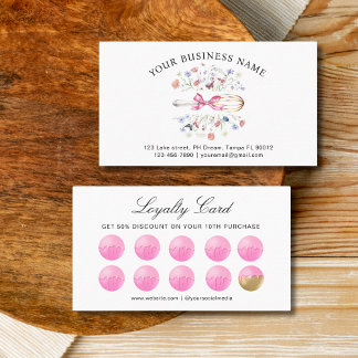 Watercolor Floral Utensils Whisk Bakery Loyalty Card
