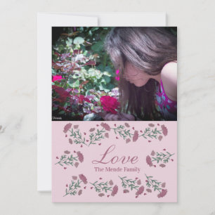 Watercolor Floral Valentines Day Heart Photo Card
