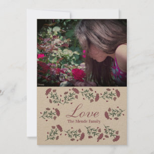 Watercolor Floral Valentines Day Heart Photo Card