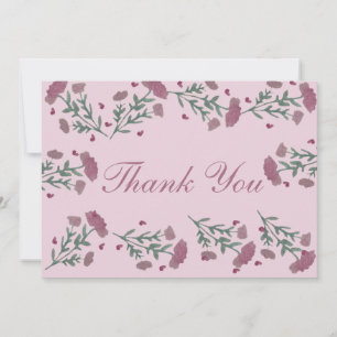 Watercolor Floral Valentines Day Heart Thank You Card