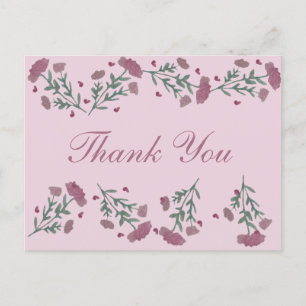 Watercolor Floral Valentines Day Heart Thank You Postcard
