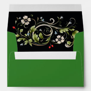 Watercolor Floral Vine Pink Red Blue Green Envelope