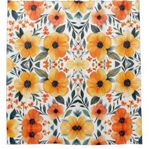 Watercolor Floral Vintage Pink Flowers Shower Curtain