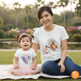 Watercolor Floral Watering Can Matching Mommy Hoodie