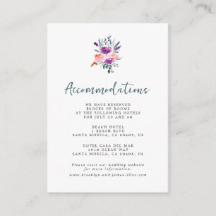 Watercolor Floral Wedding Accommodation Cards