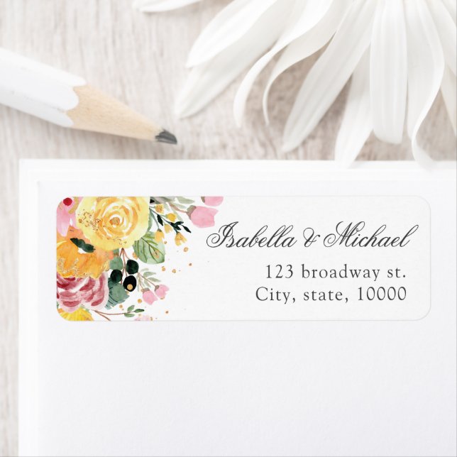 Watercolor Floral Wedding Address (Insitu)