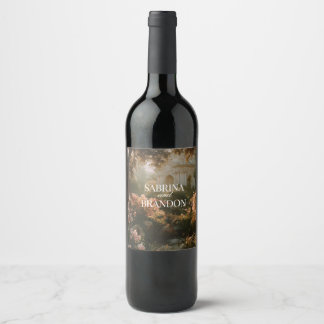 Watercolor Floral Wedding Bottle Favour Wine Label