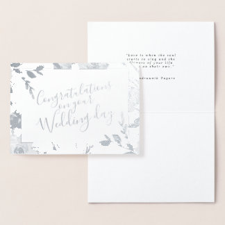 Watercolor Floral Wedding Congratulations Foil Card