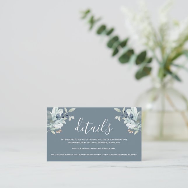 Watercolor Floral Wedding Details Card (Standing Front)