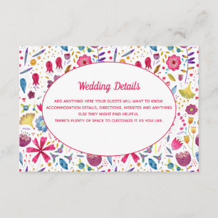 Watercolor Floral Wedding Details Enclosure Card