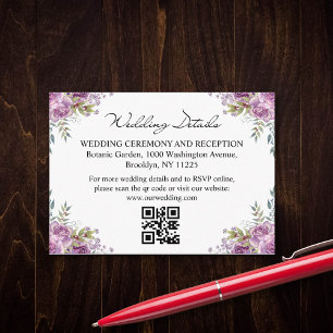 watercolor floral wedding details rsvp qr code  enclosure card