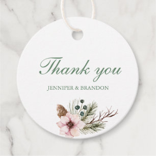 Watercolor Floral Wedding Favour Thank you Gift Ta Tags
