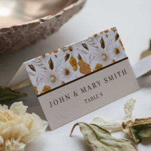 Watercolor Floral Wedding Folded Place Card