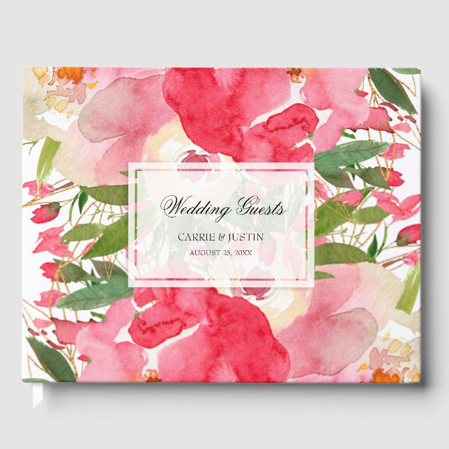 Watercolor Floral Wedding Guest Book (Front)