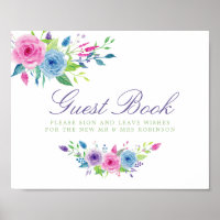 Watercolor Floral Wedding Guestbook Sign