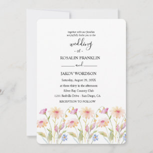 watercolor floral wedding  invitation