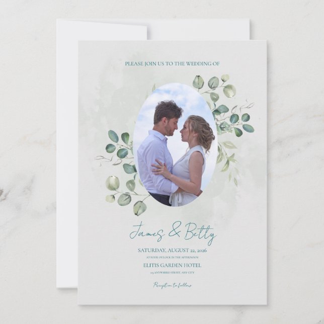 Watercolor Floral Wedding Invitation (Front)