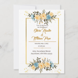 Watercolor Floral Wedding Invitation
