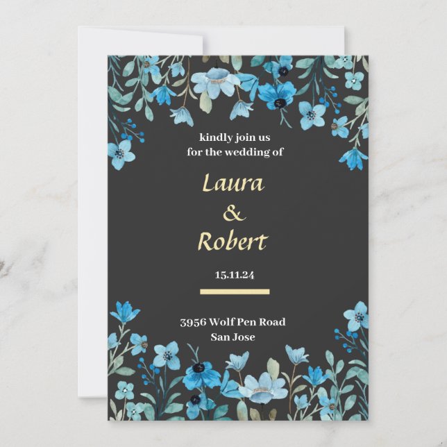 Watercolor Floral Wedding Invitation (Front)