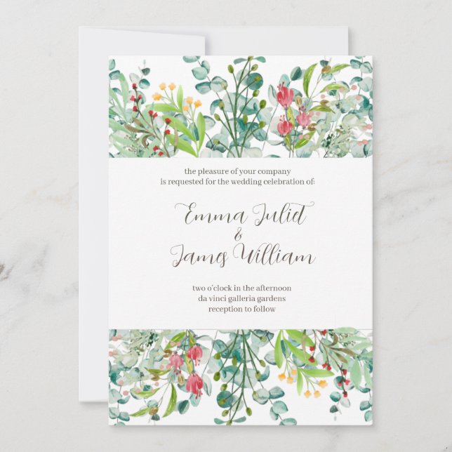 Watercolor Floral Wedding Invitation (Front)
