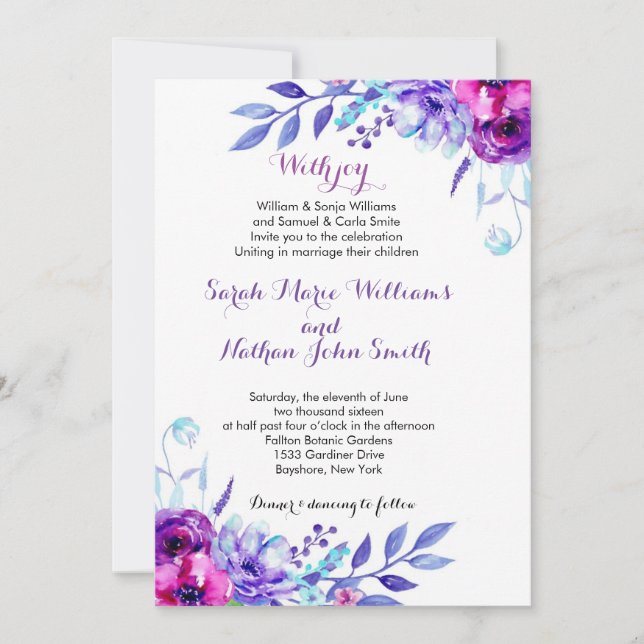 Watercolor Floral Wedding Invitation (Front)