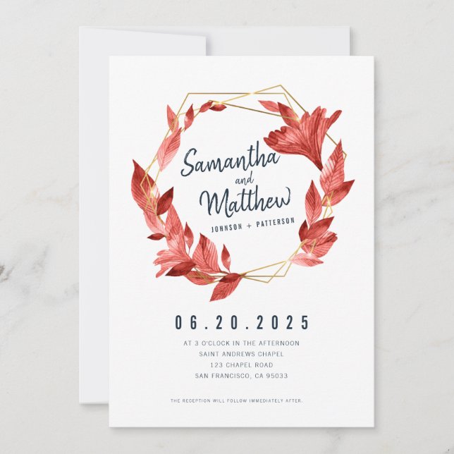 Watercolor Floral Wedding Invitation (Front)